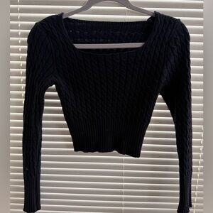 Black Knit Cropped Sweater